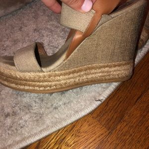 Tory Burch Wedges with brown leather straps